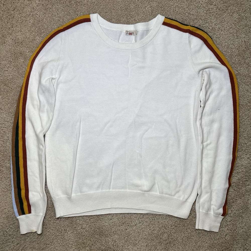 Vtg Faherty Organic Cotton Cashmere Long Sleeve Sweater women's size XS White